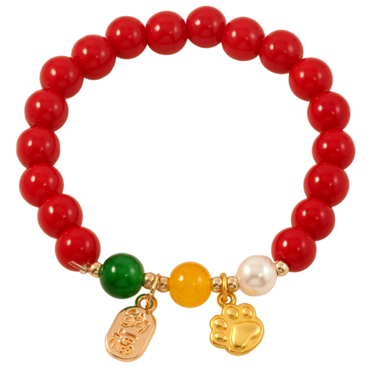 Браслет на гумці скло «Червоні намистини з підвісками, ø 8мм» вільний розмір фото №2 Браслет на гумці скло «Червоні намистини з підвісками, ø 8мм» вільний розмір фото №2