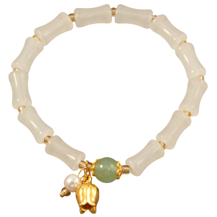 Браслет на гумці скло «Декоративні білі намистини з підвісками, ø 6мм» вільний розмір фото №16 Браслет на гумці скло «Декоративні білі намистини з підвісками, ø 6мм» вільний розмір фото №16