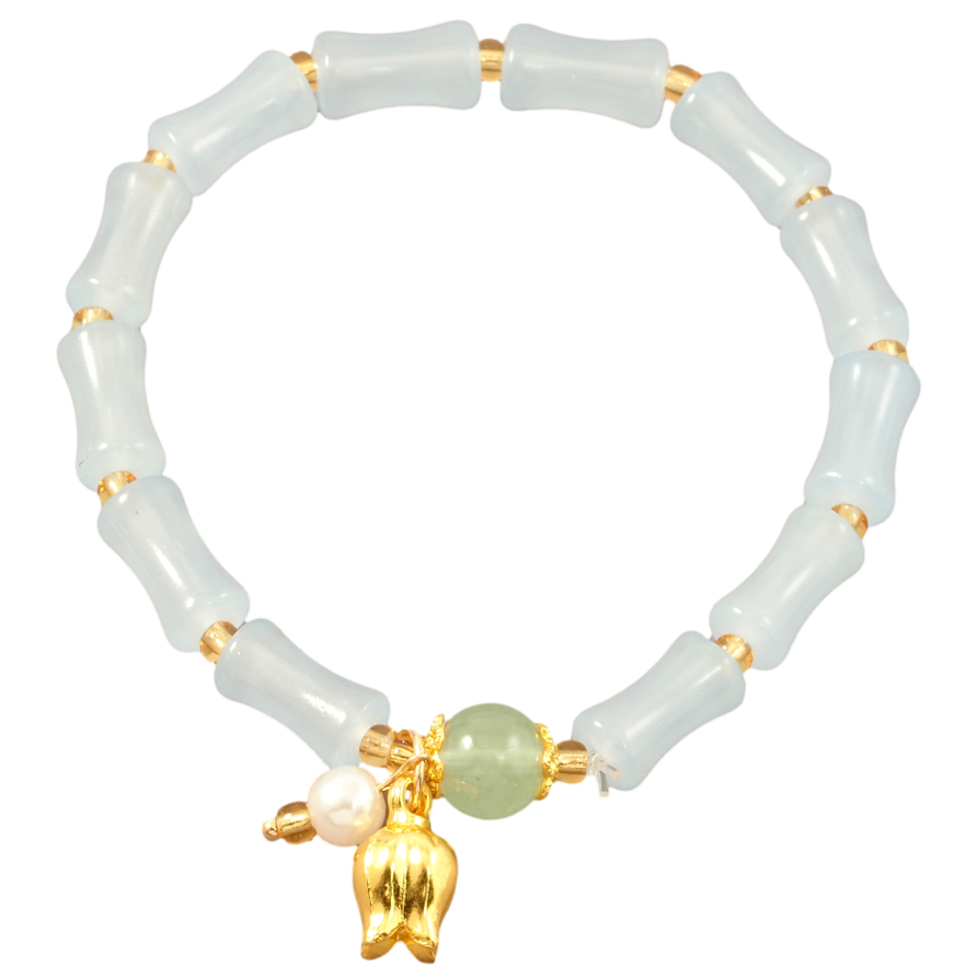 Браслет на гумці скло «Декоративні блакитні намистини з підвісками, ø 6мм» вільний розмір фото №1 Браслет на гумці скло «Декоративні блакитні намистини з підвісками, ø 6мм» вільний розмір фото №1