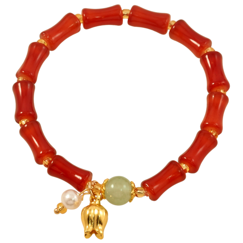 Браслет на гумці скло «Декоративні коричневі намистини з підвісками, ø 6мм» вільний розмір фото №1 Браслет на гумці скло «Декоративні коричневі намистини з підвісками, ø 6мм» вільний розмір фото №1