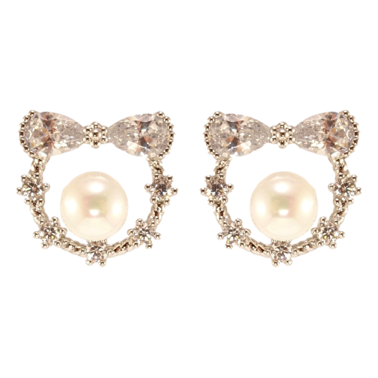 Серьги Xuping Родий пусеты Веночек с жемчужиной и кристальным бантиком фото №22