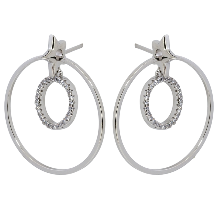 Серьги Xuping Родий пусеты Кольца на звездочке фото №1 Серьги Xuping Родий пусеты Кольца на звездочке фото №1