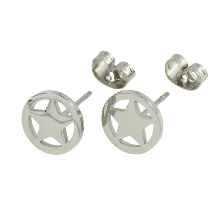 Серьги Xuping TTM Stainless Steel цвет Родий пуссеты Звездочки ø 10мм фото №1