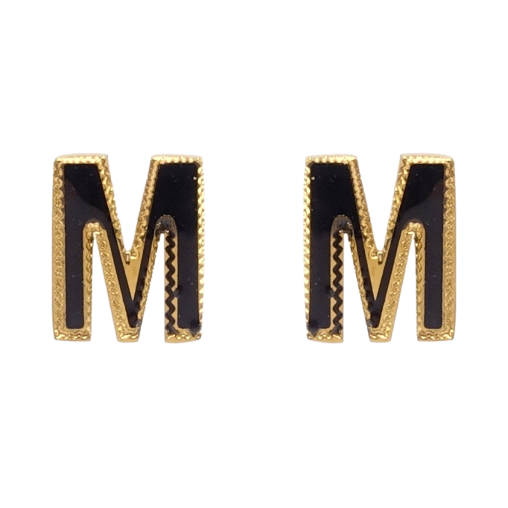 Серьги Xuping TTM Stainless Steel цвет 14K пусеты Буква М с эмалью фото №23