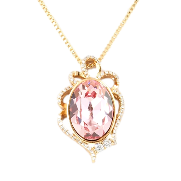 Кулон Xuping 18K з кристалами Swarovski на ланцюжку Кристал Light Rose у фігурному обрамленні дл.46см х1мм фото №14