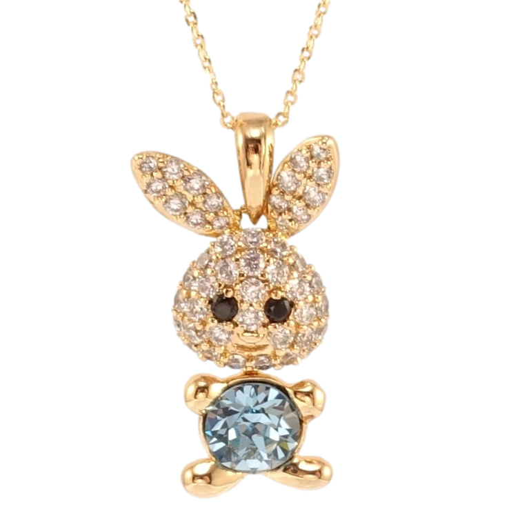 Кулон Xuping колір 18K з кр-ми Swarovski на ланцюжку Зайчик з кристалом Aquamarine дл. 40-45см х 1мм фото №23