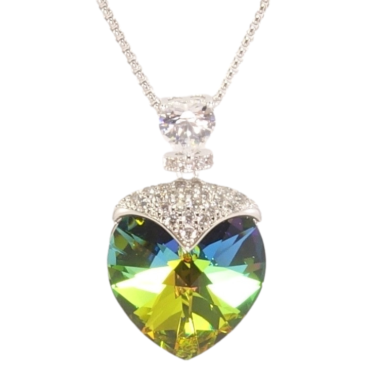 Кулон Xuping колір Родій з кр-ми Swarovski на ланцюжку Кристальне серце Vitrail Medium дл.39-44см х 1мм фото №17