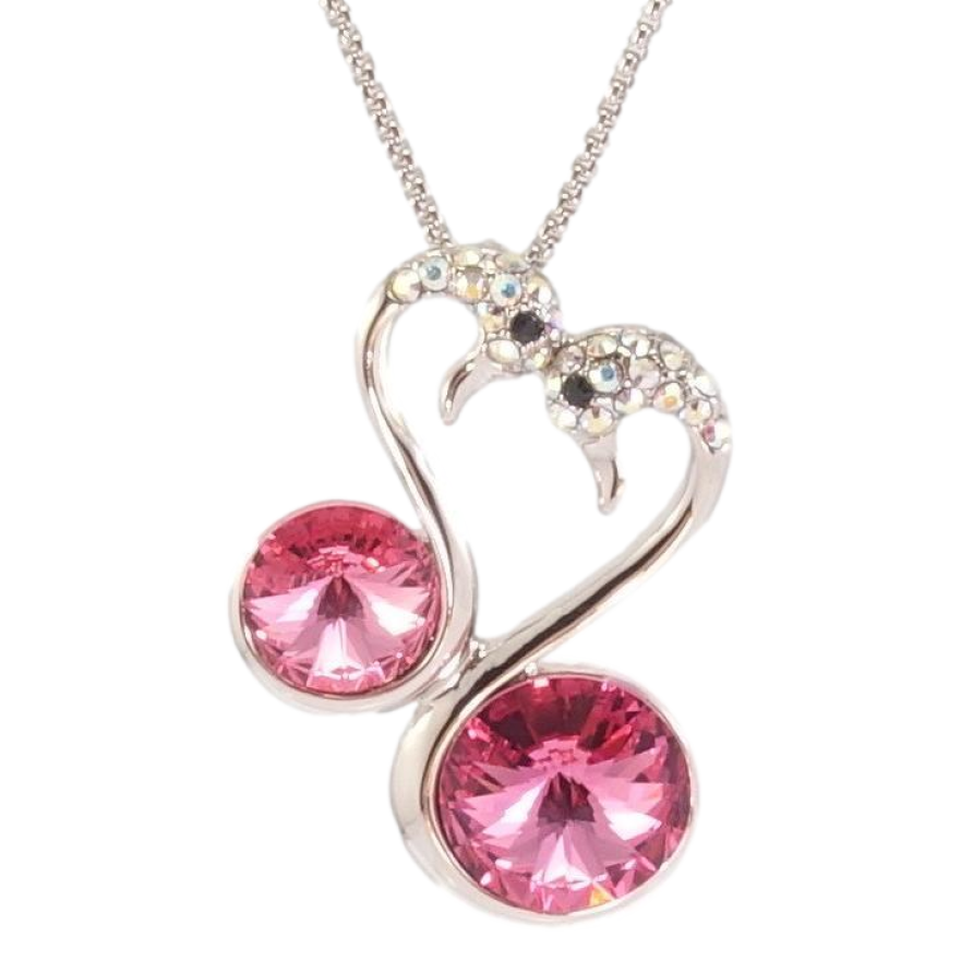 Кулон Xuping колір Родій з кр-ми Swarovski на ланцюжку Лебеді з кристалами довжина 40-45см х 1мм фото №1