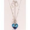 Кулон Xuping колір Родій з кр-ми Swarovski на ланцюжку Кристальне серце Metallic Blue довжина 39-44см х 2мм фото №2