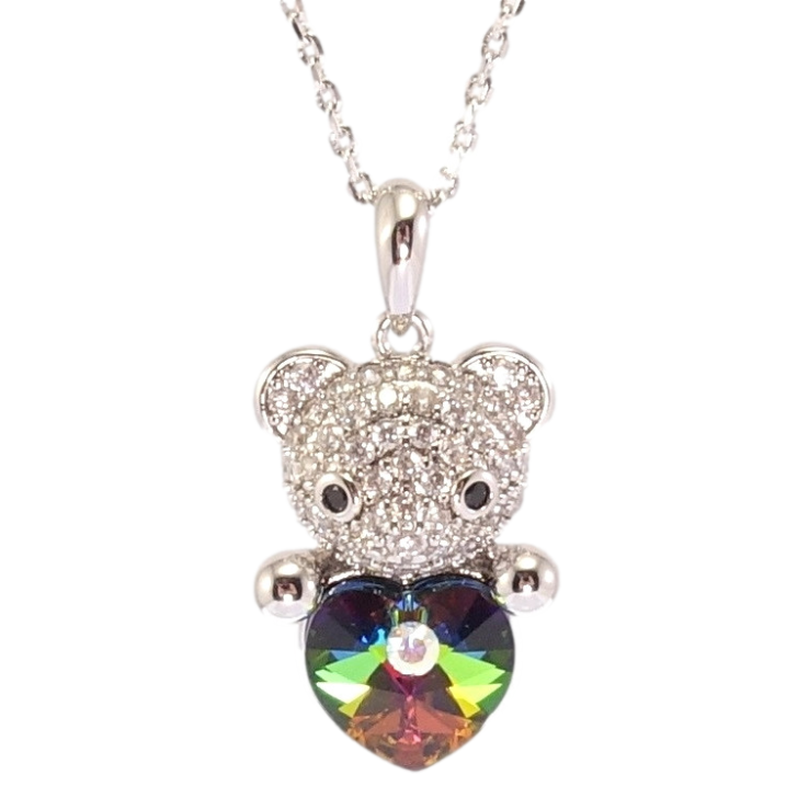 Кулон Xuping колір Родій з кр-ми Swarovski на ланцюжку Мишка з серцем Vitrail Medium дл. 39-44см х 1мм фото №15