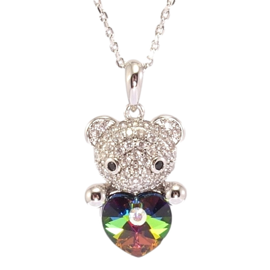 Кулон Xuping колір Родій з кр-ми Swarovski на ланцюжку Мишка з серцем Vitrail Medium дл. 39-44см х 1мм фото №1