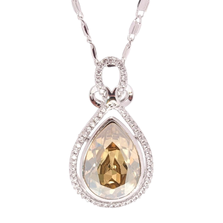 Кулон Xuping колір Родій з кр-ми Swarovski на ланцюжку Кристальна крапля Golden Shadow довжина 45см х 2мм фото №19