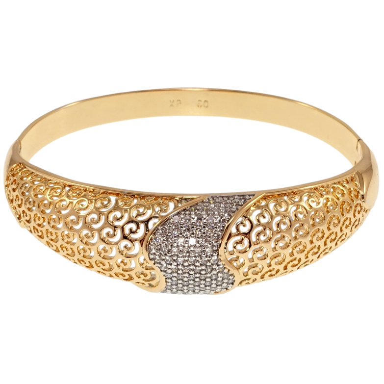 Браслет Xuping Позолота + Родий Инкрустация цирконием с резным узором ø 6см фото №1