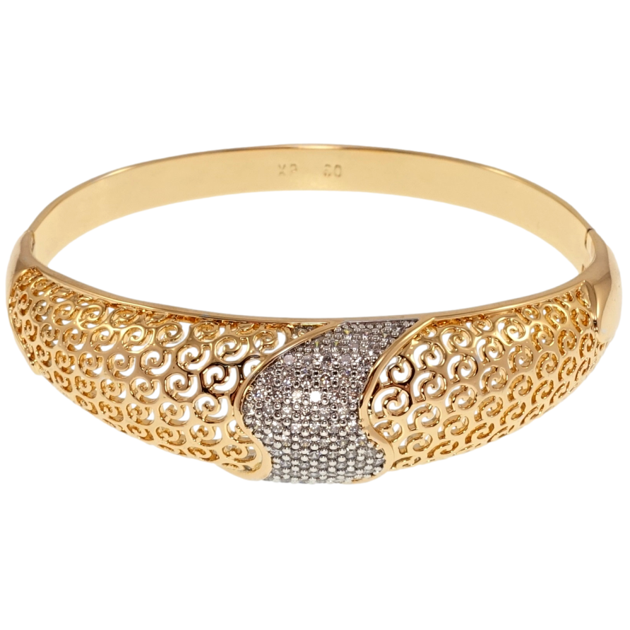 Браслет Xuping Позолота + Родий Инкрустация цирконием с резным узором ø 6см фото №1