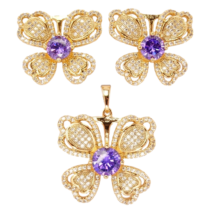 Набор Xuping Позолота 18K Серьги Кулон Цветочное великолепие фото №16