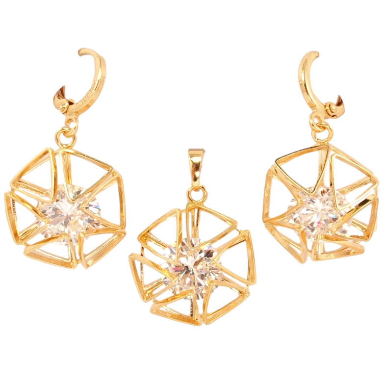 Набор Xuping Позолота 18K Серьги Кулон Фигурные подвески с кристаллами фото №1