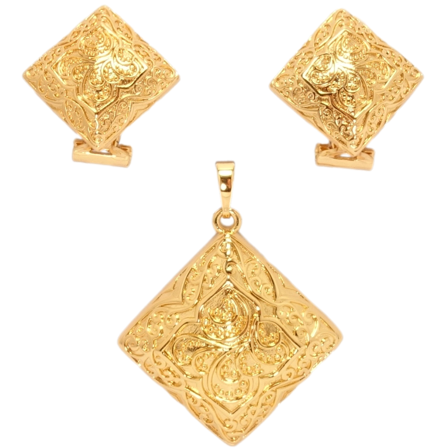 Набор Xuping Позолота 18K Серьги Кулон Ромбы с вензельным орнаментом фото №1