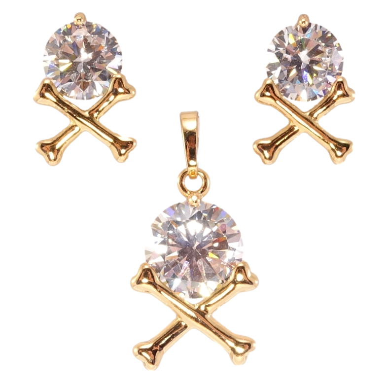 Набор Xuping Позолота 18K Серьги Кулон Кристальные черепушки фото №1