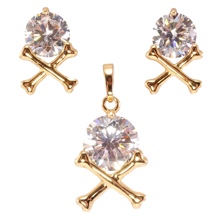 Набор Xuping Позолота 18K Серьги Кулон Кристальные черепушки фото №1