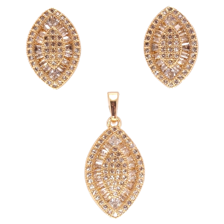 Набор Xuping Позолота 18K Серьги Кулон Лепестки инкрустация цирконием фото №1