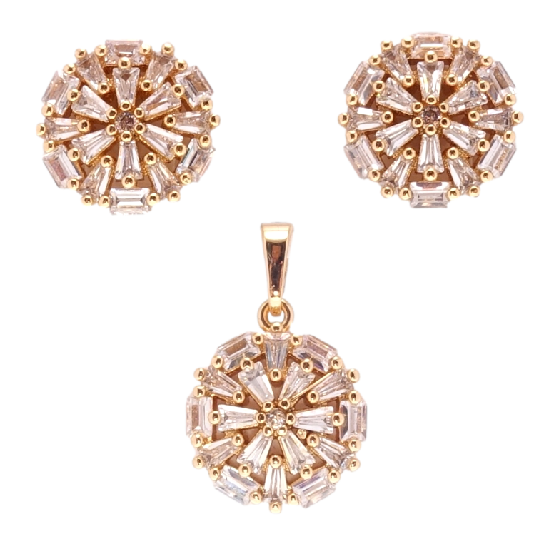 Набор Xuping Позолота 18K Серьги Кулон Кристальные колечки фото №1