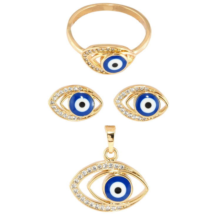 Набір Xuping Позолота 18K Сережки Кулон Каблучка «Оберіг «Око Фатіми» фото №19 Набір Xuping Позолота 18K Сережки Кулон Каблучка «Оберіг «Око Фатіми» фото №19