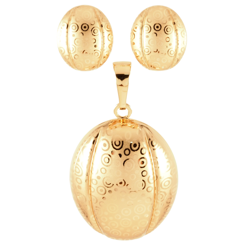 Набор Xuping Позолота 18K Серьги Кулон Овальные с узором напылением фото №1
