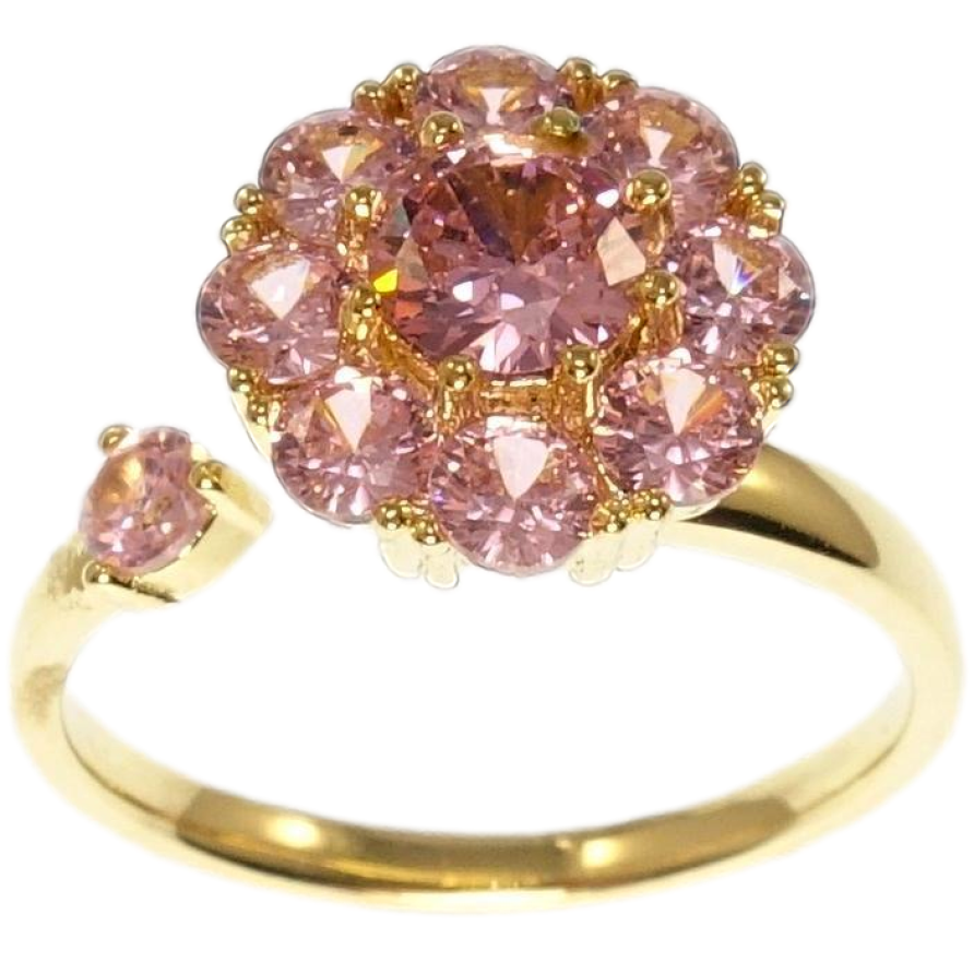 Каблучка Xuping QQMM Позолота 14K Квітка, що обертається, з рожевих кристалів фото №1