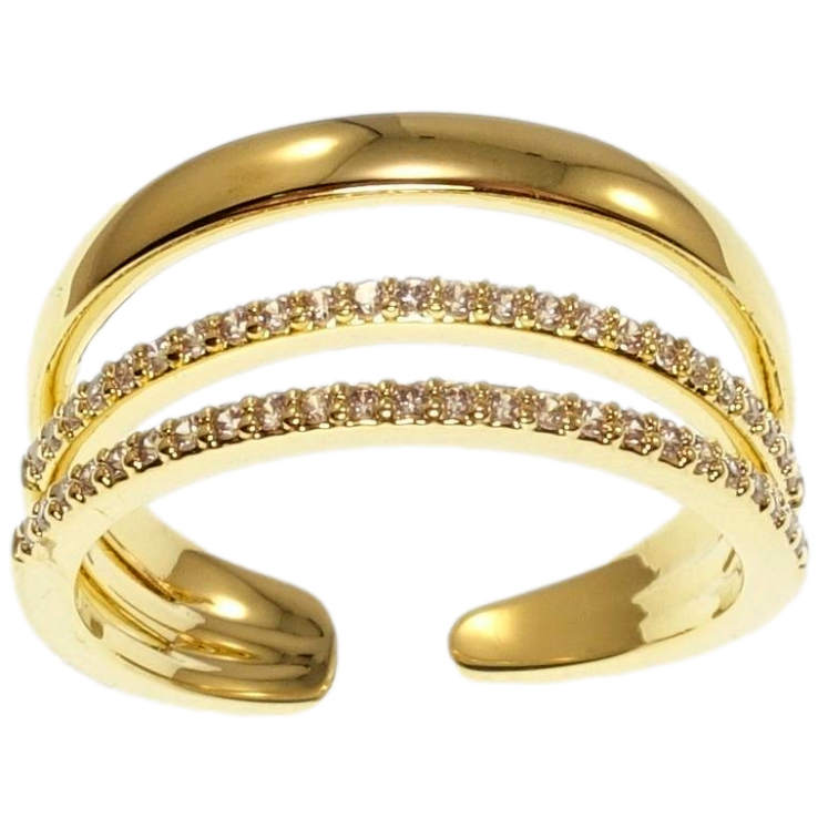 Каблучка Xuping QQMM Позолота 14K Потрійна шинка з доріжками цирконію фото №16