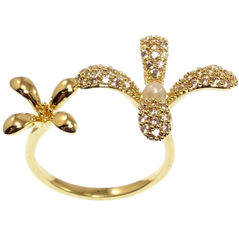 Каблучка Xuping QQMM Позолота 14K Дві квітки фото №2