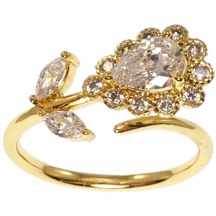 Каблучка Xuping QQMM Позолота 14K Кристальна квітка фото №23