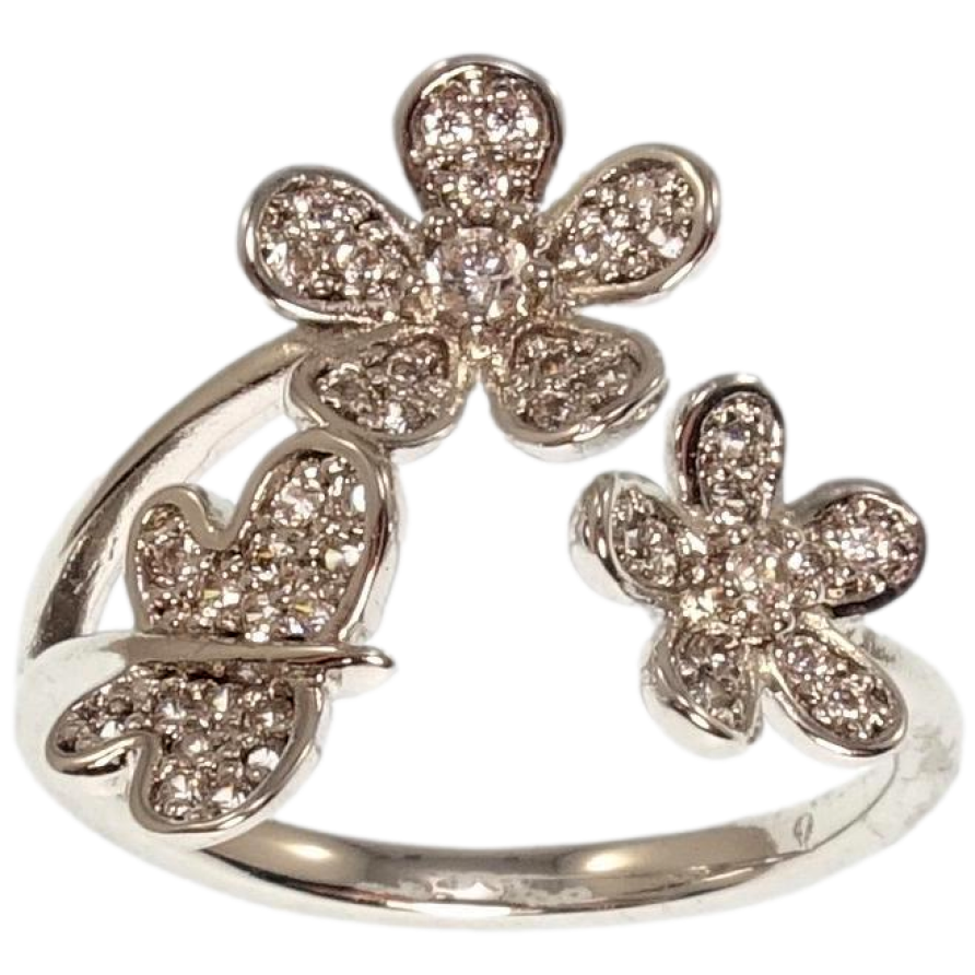 Кольцо Xuping QQMM Родий Цветочки с бабочкой фото №1