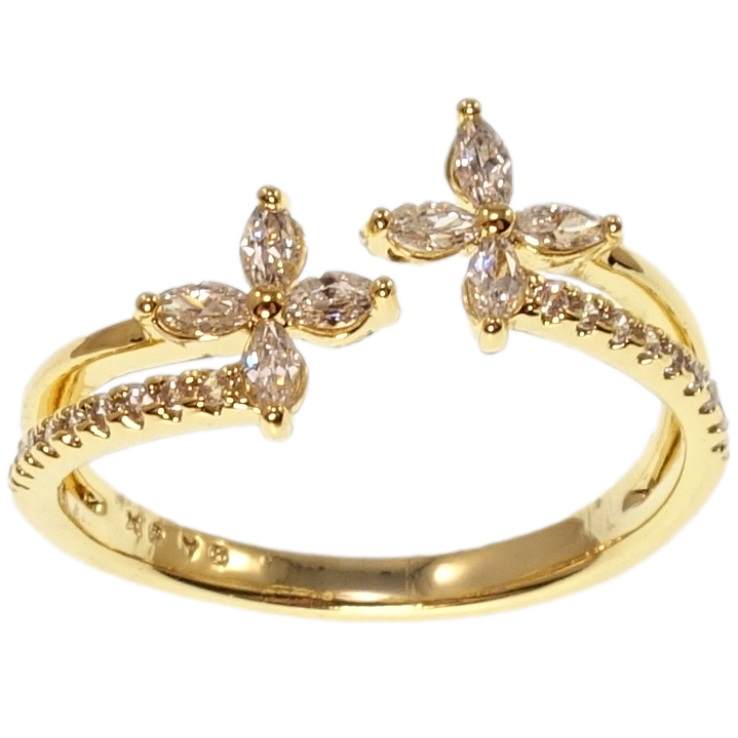 Каблучка Xuping QQMM Позолота 14K Кристальні квіточки фото №20