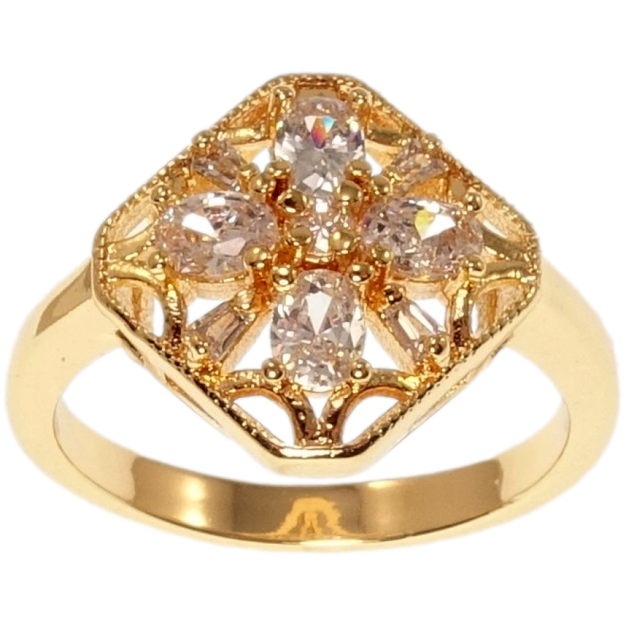 Кольцо Xuping M&L Цвет 18K Резной ромб с цирконием фото №1