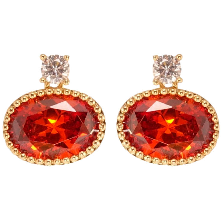 Серьги Xuping QQMM Позолота 18K пусеты Овальные красные кристаллы фото №18