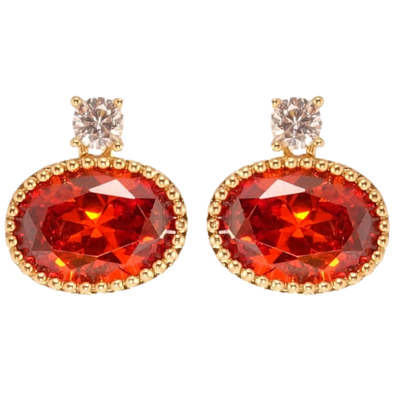 Серьги Xuping QQMM Позолота 18K пусеты Овальные красные кристаллы фото №1