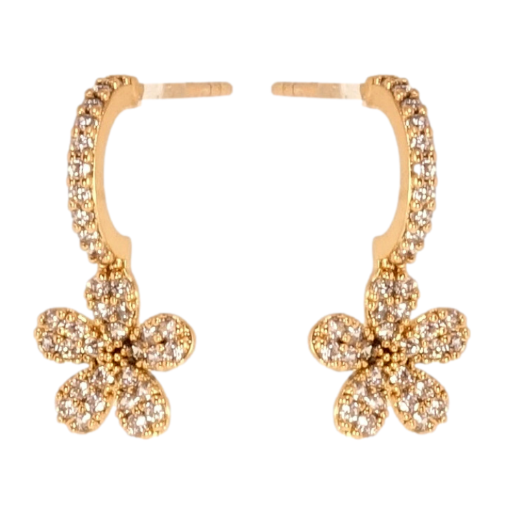 Серьги Xuping QQMM Позолота 18K пусеты Цветочки на дугах фото №17