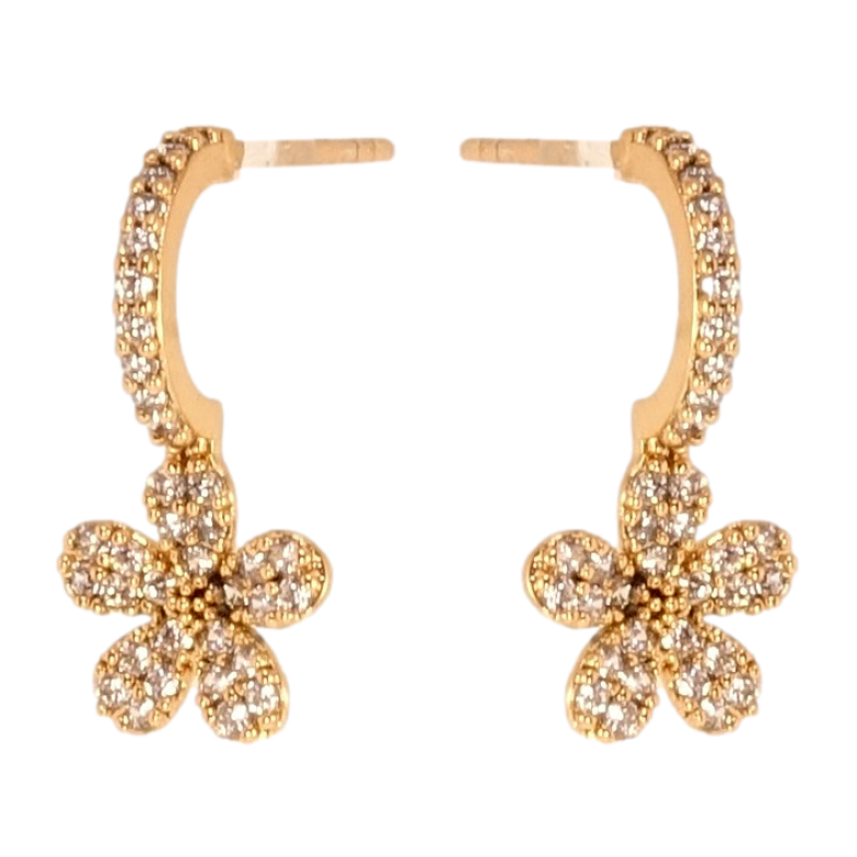 Серьги Xuping QQMM Позолота 18K пусеты Цветочки на дугах фото №1