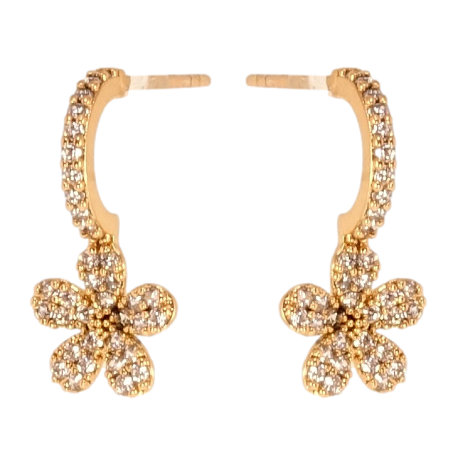 Серьги Xuping QQMM Позолота 18K пусеты Цветочки на дугах фото №1