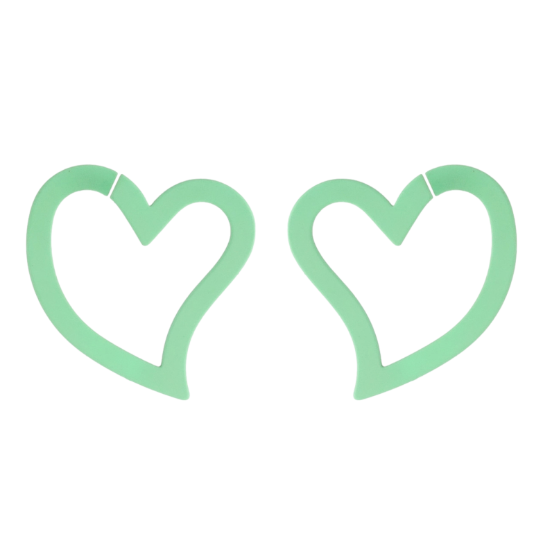 Сережки Xuping QQMM Родій пусети Сердечки салатове матове фарбування фото №1 Сережки Xuping QQMM Родій пусети Сердечки салатове матове фарбування фото №1