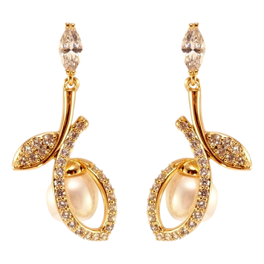 Серьги Xuping QQMM Позолота 18K пусеты Изящные жемчужные бутоны фото №1