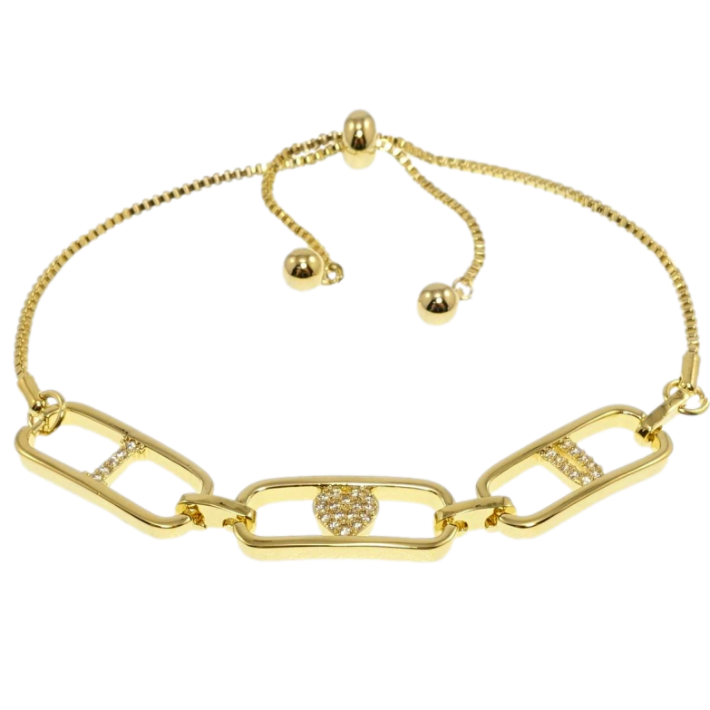 Браслет Xuping QQMM Позолота 14K Ланцюжок із вставкою I Love You на бігунку 12-22см х 1мм фото №1