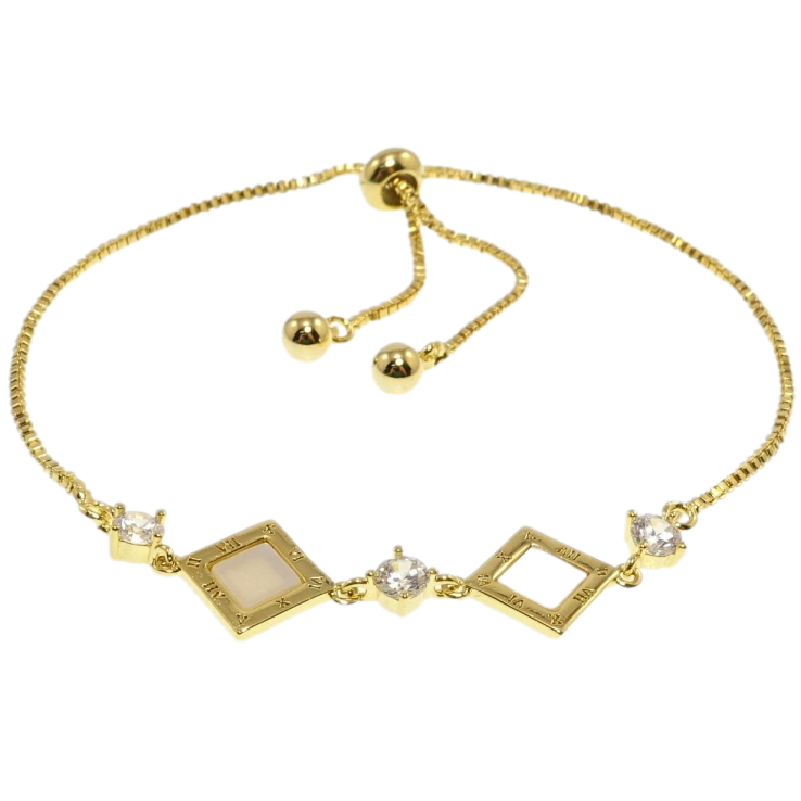 Браслет Xuping QQMM Позолота 14K Ланцюжок та ромбові вставки з перламутром на бігунку 12-23см х 1мм фото №6