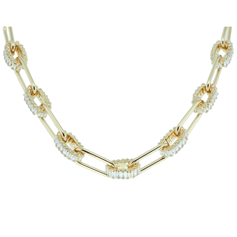 Кольє Xuping QQMM Позолота 14K Ланцюжок з цирконієм довжина 45-50,2см х 4-7мм фото №1