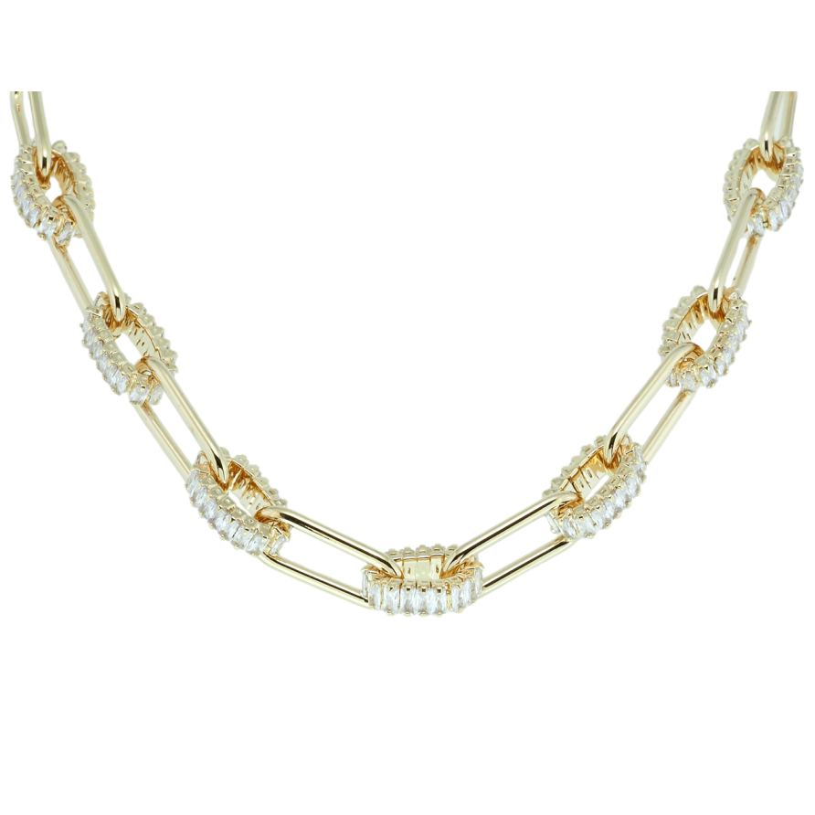 Кольє Xuping QQMM Позолота 14K Ланцюжок з цирконієм довжина 45-50,2см х 4-7мм фото №1