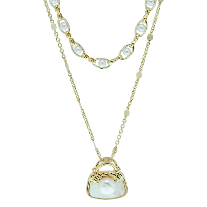 Кольє Xuping QQMM Позолота 14K Подвійний ланцюжок із сумочкою довжина 41.5-47см х 1,4мм фото №1