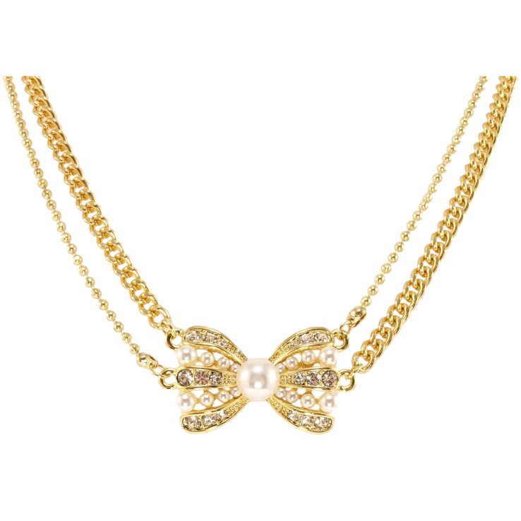 Кольє Xuping QQMM Позолота 14K Подвійний ланцюжок з бантом довжина 34,5-40см х 1-3мм фото №8