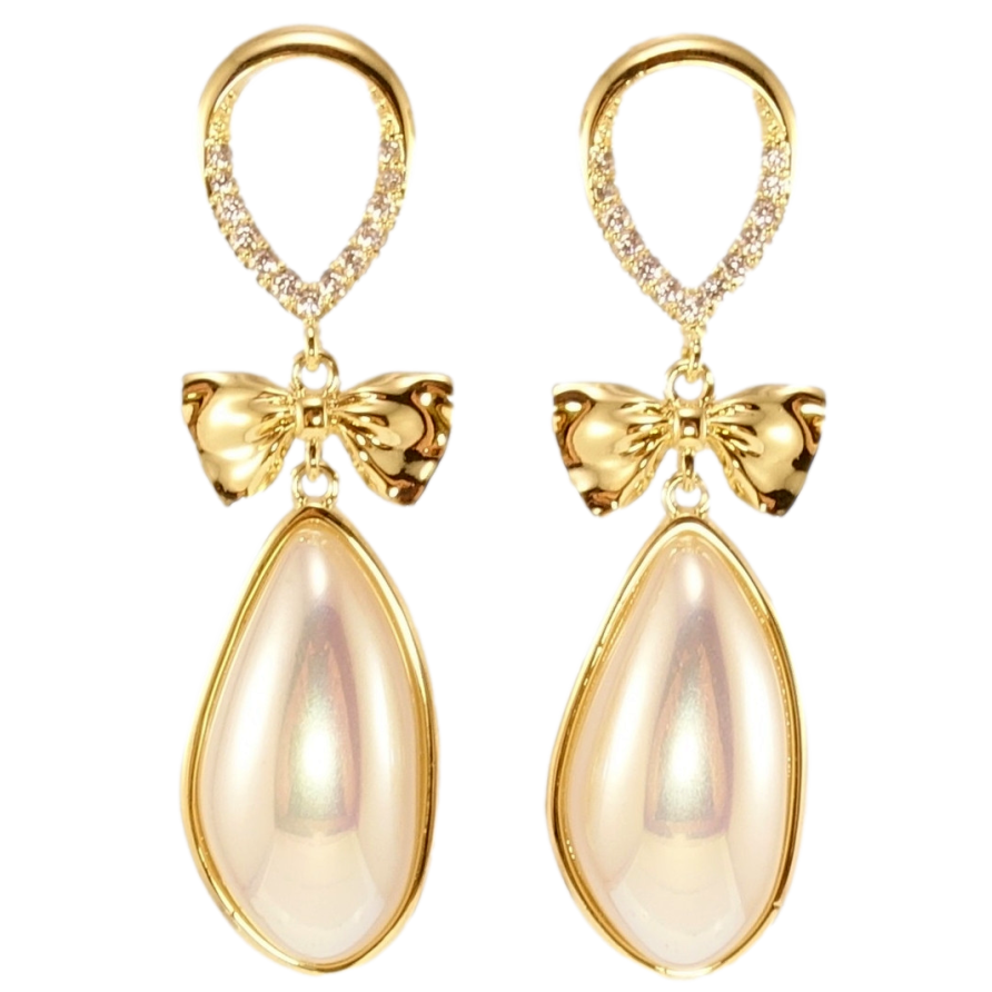 Серьги Xuping JEAN GOUJON Позолота 14K пусеты Каплевидные подвески с бантами фото №1