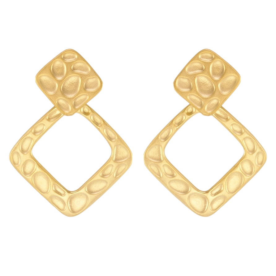 Сережки Xuping JEAN GOUJON Позолота 14K пусети Ромби з візерунком напилюванням фото №1