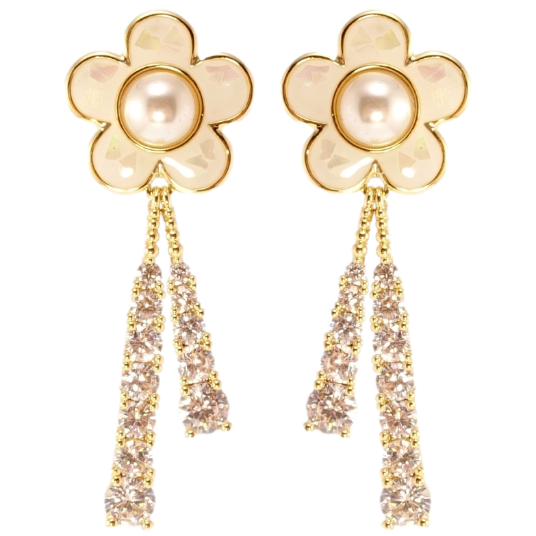 Сережки Xuping JEAN GOUJON Позолота 14K пусети Перлинні квіточки фото №1
